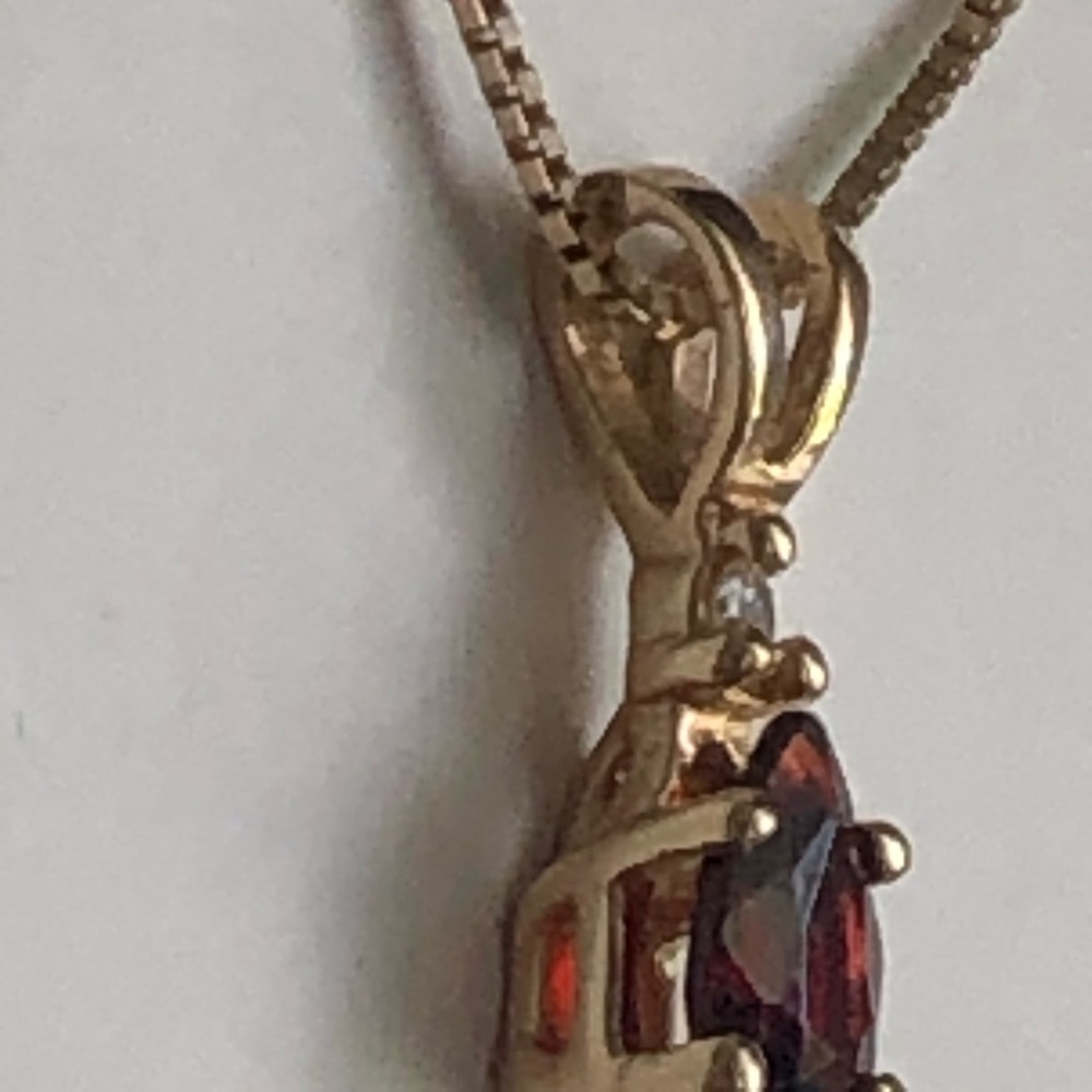 14K Spinel 585 Gold Necklace with Ruby teardrop stone - Picture 8 of 16